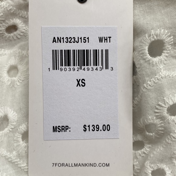 7 For All Mankind white matching shorts/tank set size XS Brans New with tags - Picture 6 of 6